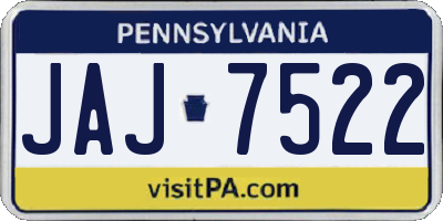 PA license plate JAJ7522
