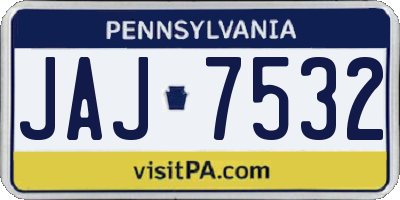 PA license plate JAJ7532