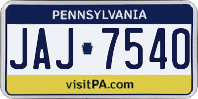 PA license plate JAJ7540