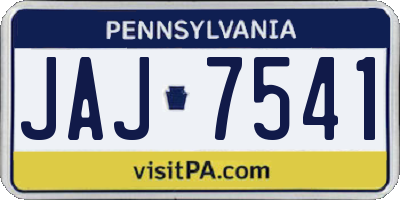 PA license plate JAJ7541