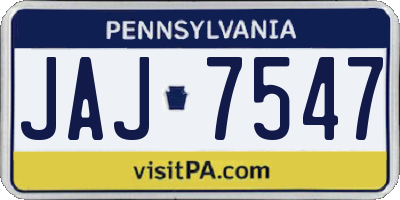 PA license plate JAJ7547