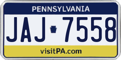 PA license plate JAJ7558