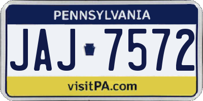 PA license plate JAJ7572