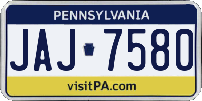PA license plate JAJ7580