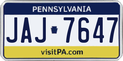 PA license plate JAJ7647