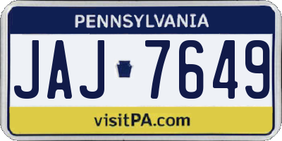 PA license plate JAJ7649