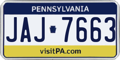 PA license plate JAJ7663