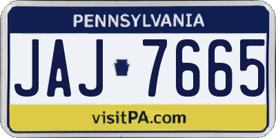 PA license plate JAJ7665