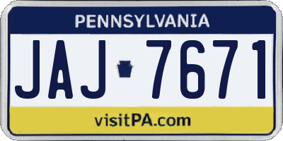 PA license plate JAJ7671
