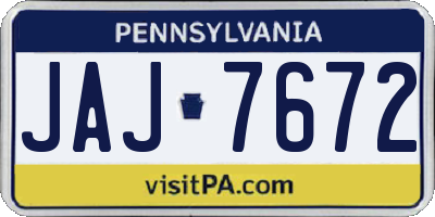PA license plate JAJ7672