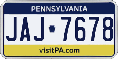 PA license plate JAJ7678
