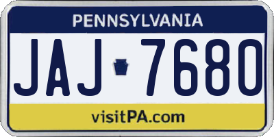 PA license plate JAJ7680