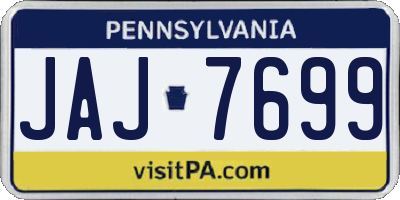 PA license plate JAJ7699