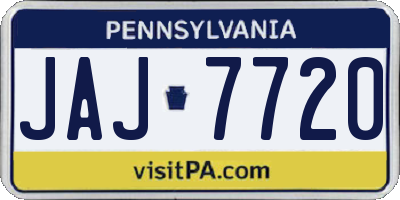 PA license plate JAJ7720