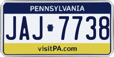 PA license plate JAJ7738