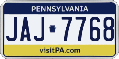 PA license plate JAJ7768