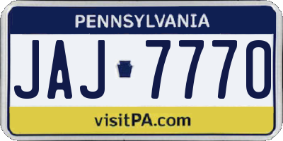 PA license plate JAJ7770