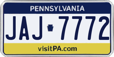 PA license plate JAJ7772