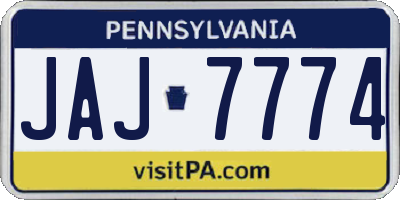 PA license plate JAJ7774