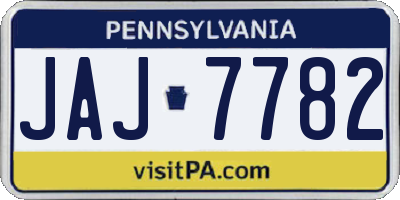 PA license plate JAJ7782