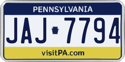 PA license plate JAJ7794