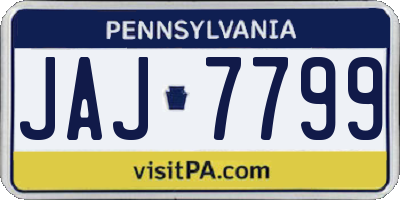 PA license plate JAJ7799