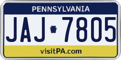PA license plate JAJ7805