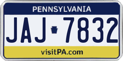 PA license plate JAJ7832