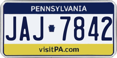 PA license plate JAJ7842