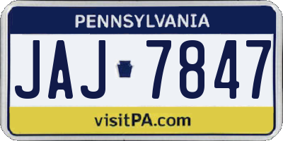 PA license plate JAJ7847