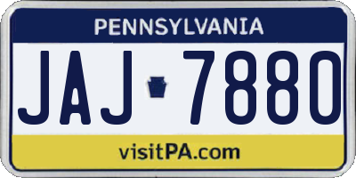PA license plate JAJ7880