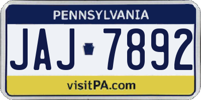 PA license plate JAJ7892