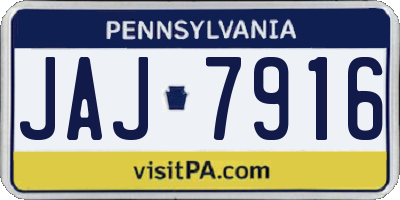 PA license plate JAJ7916