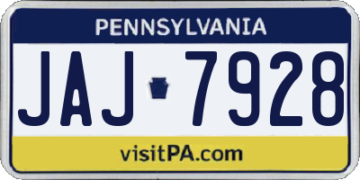 PA license plate JAJ7928