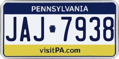 PA license plate JAJ7938