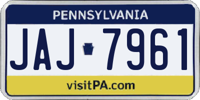 PA license plate JAJ7961