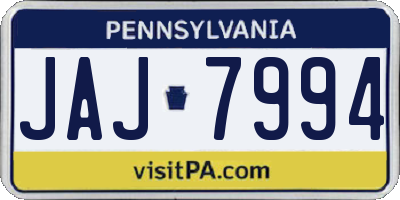 PA license plate JAJ7994
