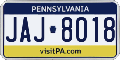PA license plate JAJ8018