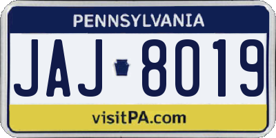 PA license plate JAJ8019