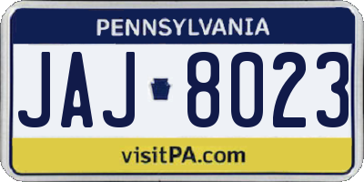 PA license plate JAJ8023