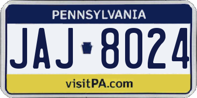 PA license plate JAJ8024