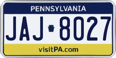 PA license plate JAJ8027