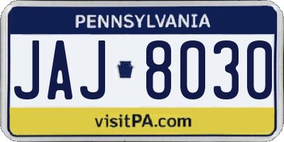 PA license plate JAJ8030