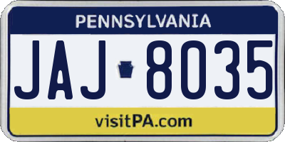PA license plate JAJ8035