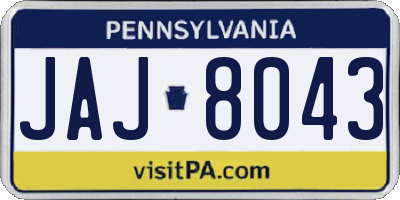 PA license plate JAJ8043