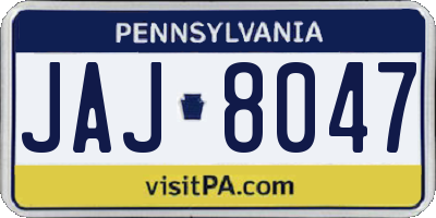 PA license plate JAJ8047