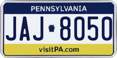 PA license plate JAJ8050