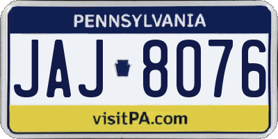 PA license plate JAJ8076