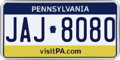 PA license plate JAJ8080