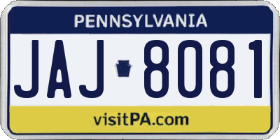 PA license plate JAJ8081